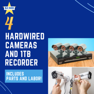 Take advantage of this outstanding deal! With hardwired cameras, you receive reliable and accurate footage, no signal interference and high image quality. In addition, the footage can be viewed live or recorded and stored for up to 60 days! 