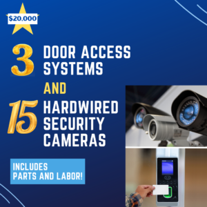With door access systems, you can control who can and cannot access sections of your buildings. In addition, security camera systems placed internally or externally make a necessary addition to your property and can help deter crime. If you want to catch the action, call Jackson! 
